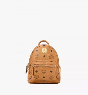 Batohy MCM Worldwide Stark Bebe Boo Side Studs in Visetos Hnede | 465708-KAJ