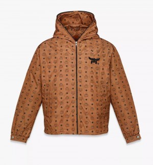 Bundy MCM Worldwide Monogram Print Windbreaker in Recycled Nylon Damske Hnede | 873169-CIM
