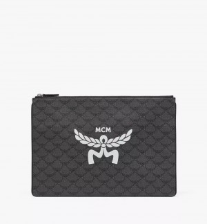 Clutch MCM Worldwide Himmel Zip Pouch in Lauretos Siva | 091257-BGH