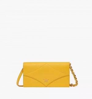 Crossbody Kabelka MCM Worldwide Diamond Chain in Spanish Calf Kozene Žlté | 872105-WHB