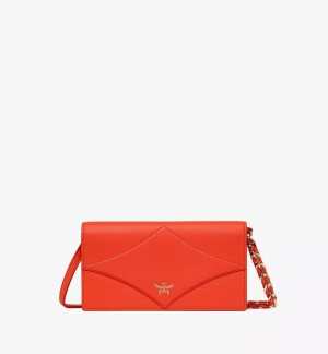 Crossbody Kabelka MCM Worldwide Diamond Chain in Spanish Calf Kozene Oranžové | 627831-GVN