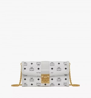 Crossbody Kabelka MCM Worldwide Tracy Chain in Visetos Biele | 265380-TLW