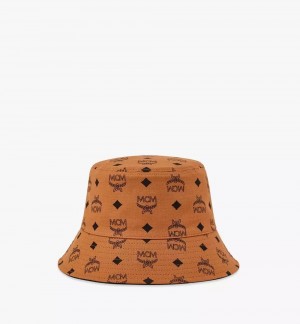 Klobuky MCM Worldwide Reversible Monogram Print Bavlnene Bucket Damske Hnede | 140782-JXH