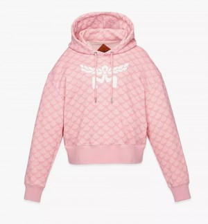 Mikina s Kapucnou MCM Worldwide Lauretos Print in Organic Bavlnene Damske Ruzove | 814936-CZS