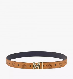 Opasky MCM Worldwide Claus Epoxy Laurel M Reversible 1.5” in Visetos Panske Hnede | 691328-WYU