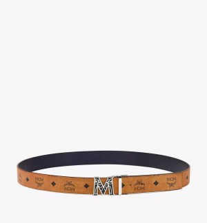 Opasky MCM Worldwide Claus Epoxy Laurel M Reversible 1.5” in Visetos Panske Hnede | 871926-UOJ