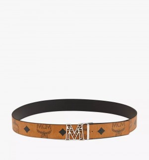 Opasky MCM Worldwide Claus Laurel M Reversible 1.75” in Maxi Visetos Panske Hnede | 476518-NYA