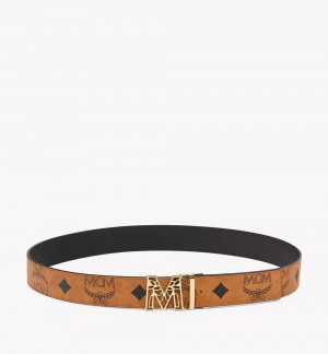 Opasky MCM Worldwide Claus Laurel M Reversible 1.75” in Maxi Visetos Damske Hnede | 147852-CUI