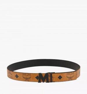 Opasky MCM Worldwide Claus Matte M Reversible 1.75” in Maxi Visetos Panske Hnede | 674208-TCN