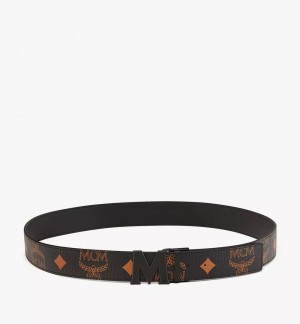 Opasky MCM Worldwide Claus Matte M Reversible 1.75” in Maxi Visetos Damske Čierne | 684352-PIV