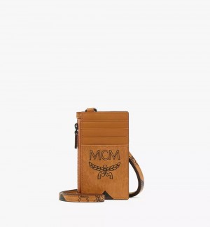 Puzdro Na Kartu MCM Worldwide Aren Lanyard in Maxi Visetos Hnede | 510429-QCN