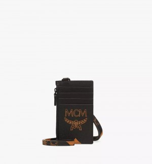 Puzdro Na Kartu MCM Worldwide Aren Lanyard in Maxi Visetos Čierne | 310478-KZR