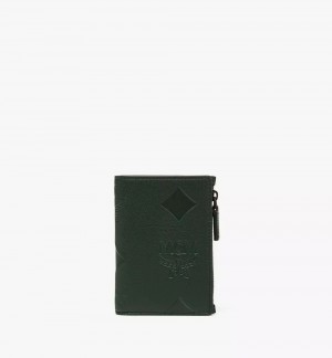 Puzdro Na Kartu MCM Worldwide Aren Snap in Maxi Monogram Kozene Zelene | 261354-NLK