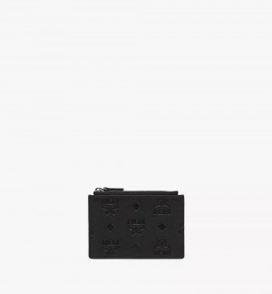 Puzdro Na Kartu MCM Worldwide Aren Zip in Embossed Monogram Kozene Čierne | 203651-ZTB