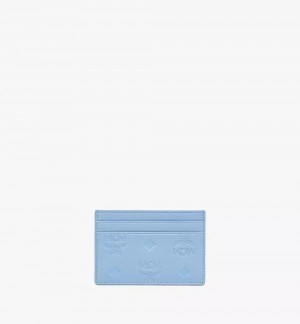 Puzdro Na Kartu MCM Worldwide Aren in Embossed Monogram Kozene Modre | 165798-GLH