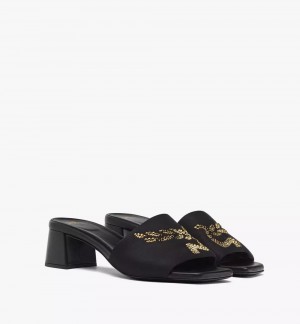 Slapky MCM Worldwide Strass Logo Heel Damske Čierne | 759208-OJD