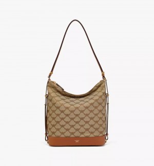 Taška Cez Rameno MCM Worldwide Himmel Hobo in Lauretos Jacquard Béžové | 837540-ASD