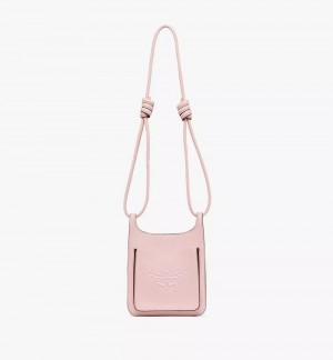 Taška Cez Rameno MCM Worldwide Himmel Hobo in Embossed Logo Kozene Ruzove | 310982-PJC