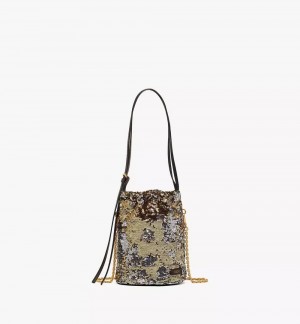 Taška Cez Rameno MCM Worldwide Himmel Sequin Drawstring Zlate | 361927-FVX