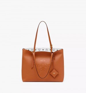 Taška Cez Rameno MCM Worldwide Himmel in Embossed Logo Kozene Hnede | 940836-IAP