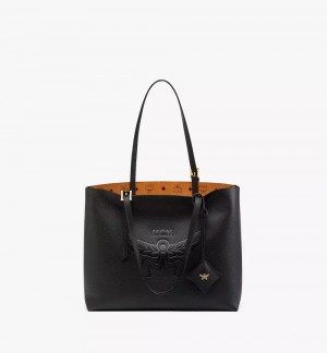 Taška Cez Rameno MCM Worldwide Himmel in Embossed Logo Kozene Čierne | 591284-XQC