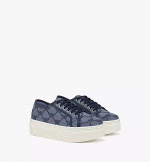 Tenisky MCM Worldwide Skyward Platforme in Lauretos Jacquard Damske Modre | 581970-ONG