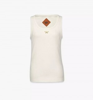 Topy MCM Worldwide Logo Bouclé Tank Damske Biele | 768924-VKT