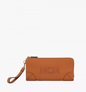 Velke Penazenky MCM Worldwide Aren Zip Around in Spanish Calf Kozene Hnede | 486519-KEJ