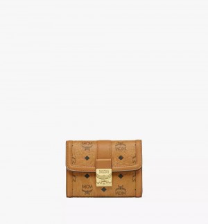 Velke Penazenky MCM Worldwide Tracy Trifold in Visetos Hnede | 256318-GIV