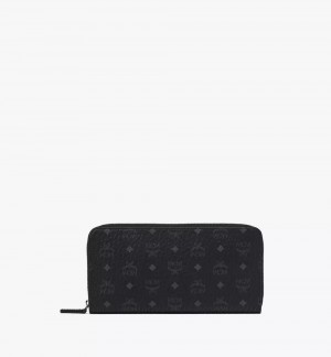 Velke Penazenky MCM Worldwide Zip Around in Visetos Čierne | 942653-YEW