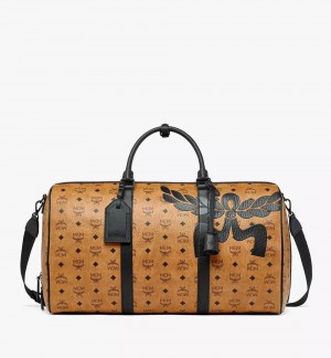 Víkendová Taška MCM Worldwide Ottomar in Mega Laurel Visetos Hnede | 829513-QTA