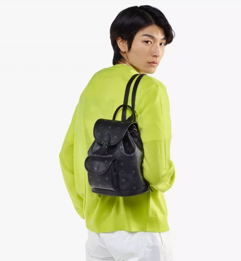 Batohy MCM Worldwide Aren Drawstring in Visetos Čierne | 653401-EUJ