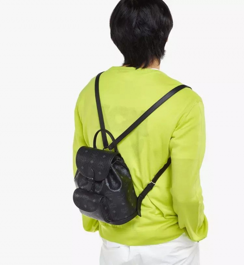 Batohy MCM Worldwide Aren Drawstring in Visetos Čierne | 653401-EUJ