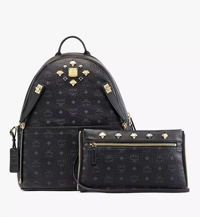 Batohy MCM Worldwide Retro Dual Stark in Visetos Čierne | 436259-OYC