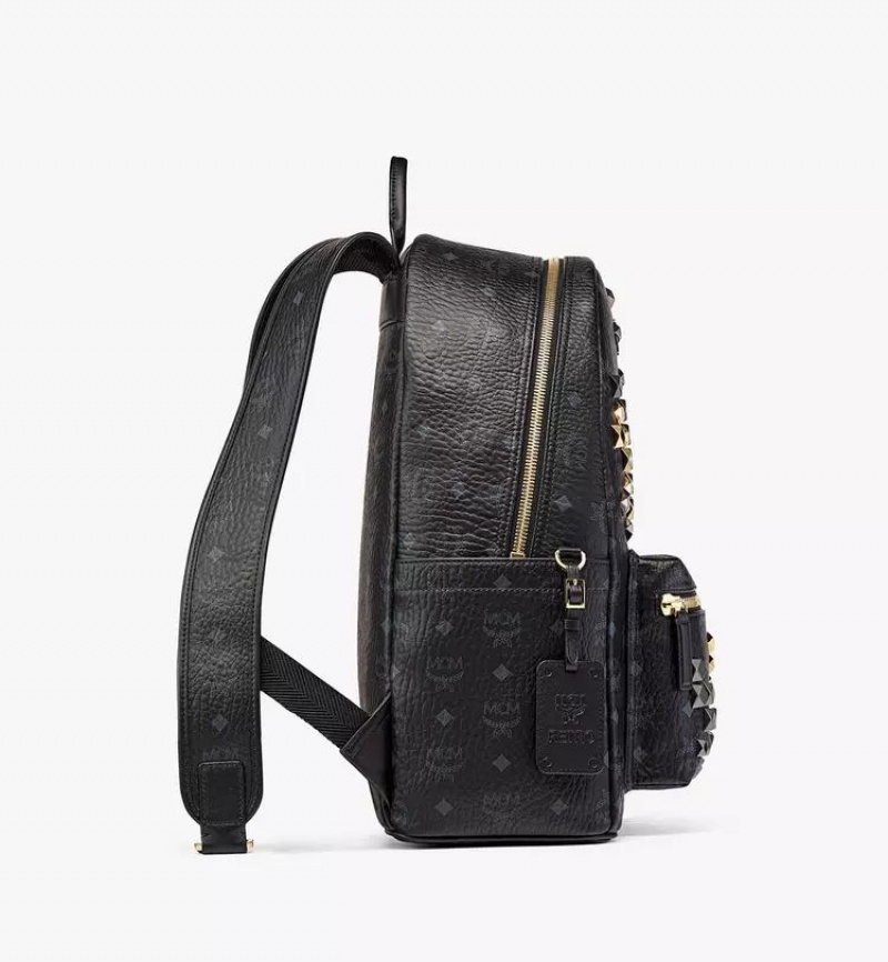 Batohy MCM Worldwide Retro M Studs Stark in Visetos Čierne | 258160-TJK