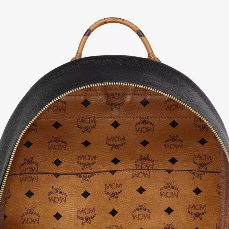 Batohy MCM Worldwide Stark in Embossed Logo Kozene Čierne | 753816-NJT