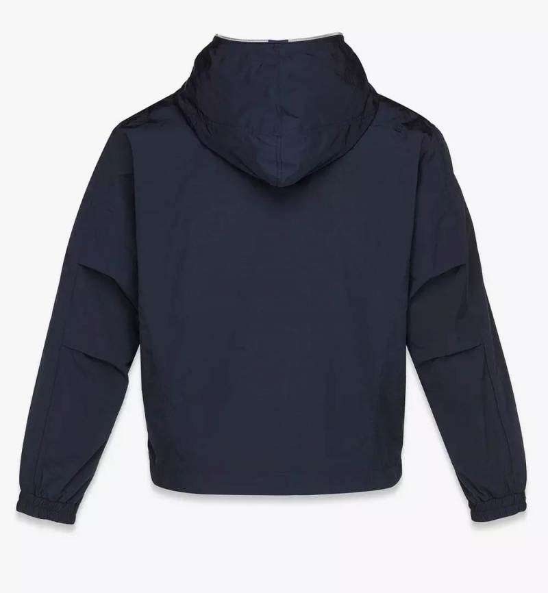 Bundy MCM Worldwide Laurel Logo Windbreaker in Recycled Nylon Panske Modre | 472985-XKF