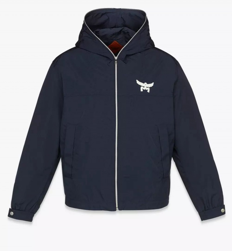 Bundy MCM Worldwide Laurel Logo Windbreaker in Recycled Nylon Panske Modre | 472985-XKF