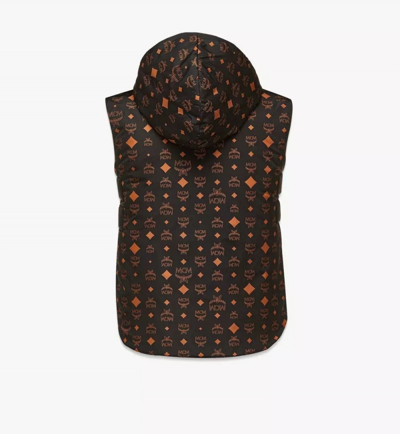 Bundy MCM Worldwide Monogram Print Puffer Vest in Regenerated Nylon Damske Čierne | 812954-CPQ
