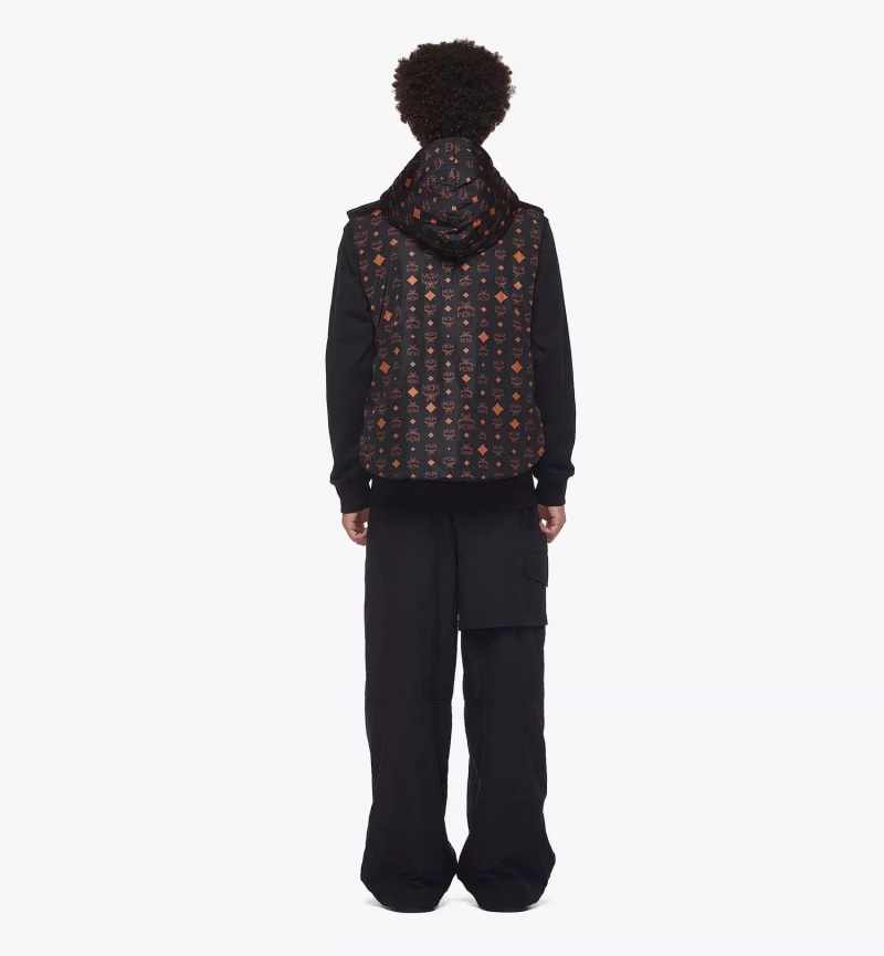 Bundy MCM Worldwide Monogram Print Puffer Vest in Regenerated Nylon Damske Čierne | 812954-CPQ