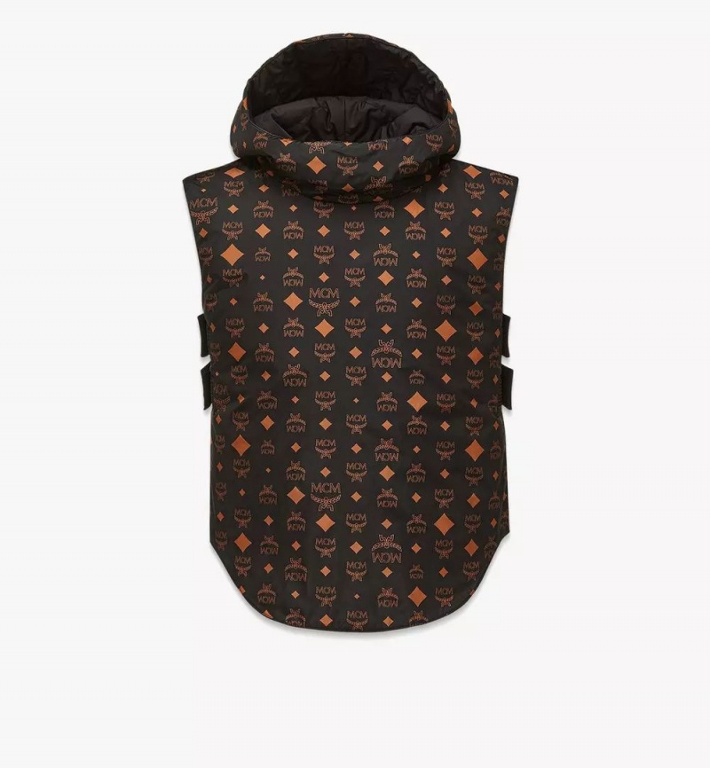 Bundy MCM Worldwide Monogram Print Puffer Vest in Regenerated Nylon Damske Čierne | 812954-CPQ