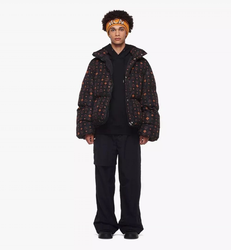 Bundy MCM Worldwide Monogram Print Puffer in Regenerated Nylon Damske Čierne | 934152-QFL