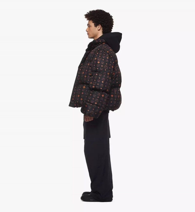 Bundy MCM Worldwide Monogram Print Puffer in Regenerated Nylon Damske Čierne | 934152-QFL