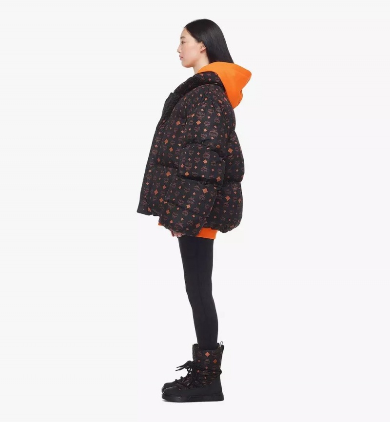 Bundy MCM Worldwide Monogram Print Puffer in Regenerated Nylon Damske Čierne | 934152-QFL