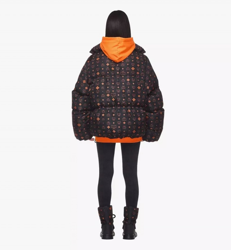 Bundy MCM Worldwide Monogram Print Puffer in Regenerated Nylon Damske Čierne | 934152-QFL