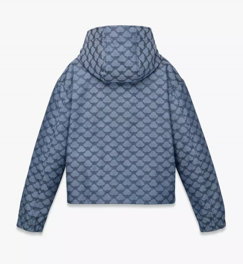 Bundy MCM Worldwide S Kapucňou Windbreaker in Lauretos Denim Jacquard Damske Modre | 271594-WBV