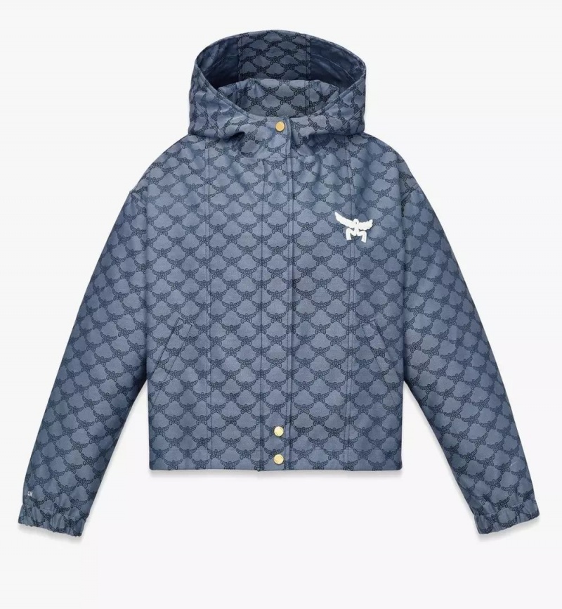 Bundy MCM Worldwide S Kapucňou Windbreaker in Lauretos Denim Jacquard Damske Modre | 271594-WBV