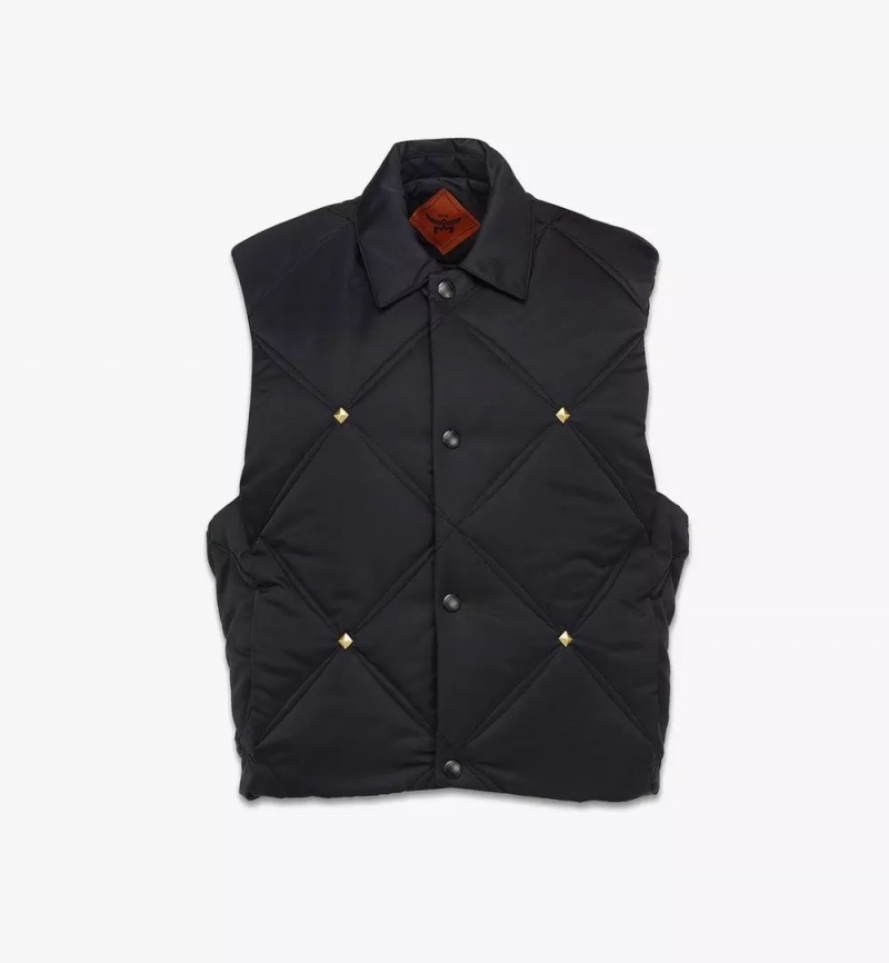Bundy MCM Worldwide Studded Vest in Recycled Nylon Panske Čierne | 186473-SEB