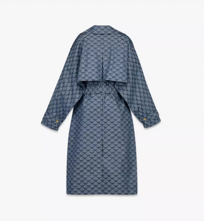 Bundy MCM Worldwide Trench Coat in Lauretos Denim Jacquard Damske Modre | 501487-DVZ