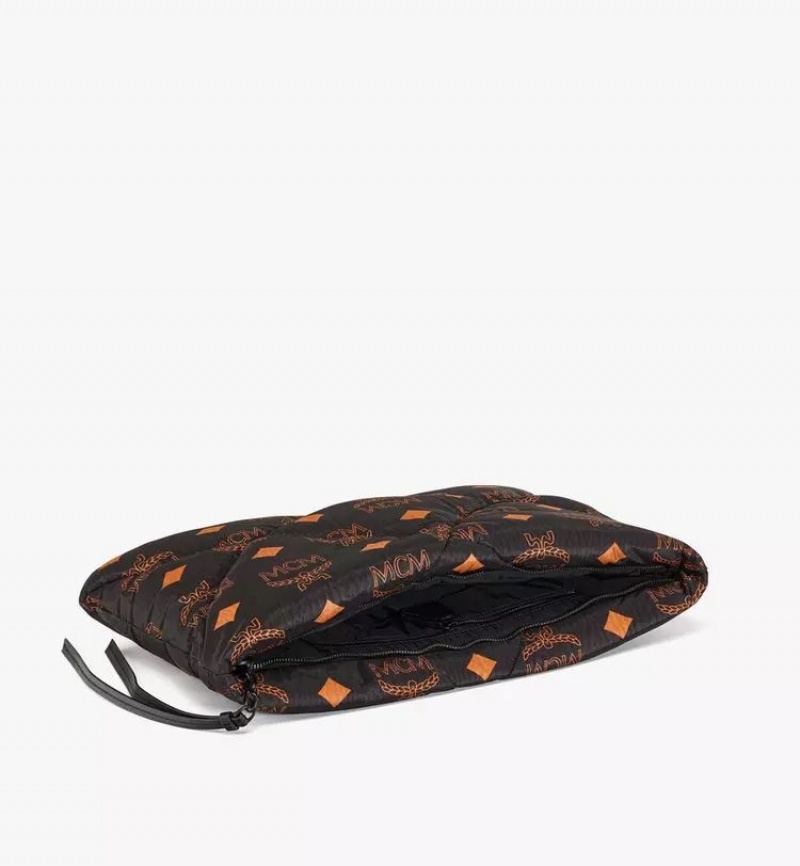 Clutch MCM Worldwide Aren Prešívané Pouch in Maxi Monogram Nylon Čierne | 537481-ORW